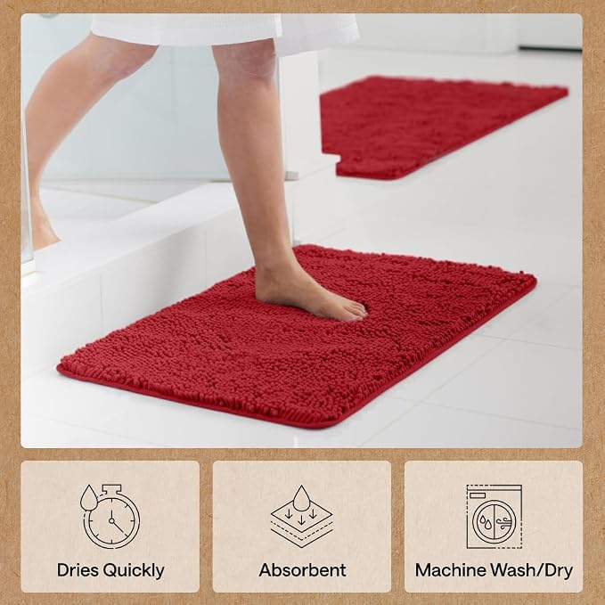 GORILLA GRIP Bath Rug Mat, Thick Soft Absorbent Chenille, Quick Dry Microfiber - Image 7