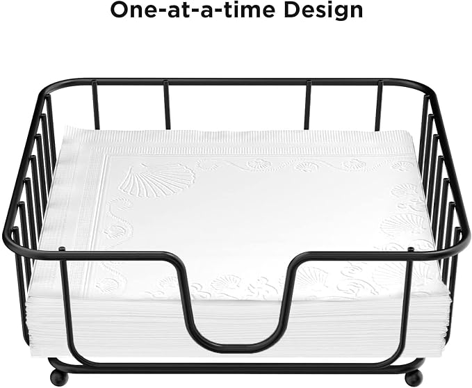 Napkin Holder for Table, Napkin Holders for Paper Napkins, Flat Metal Black - Image 3