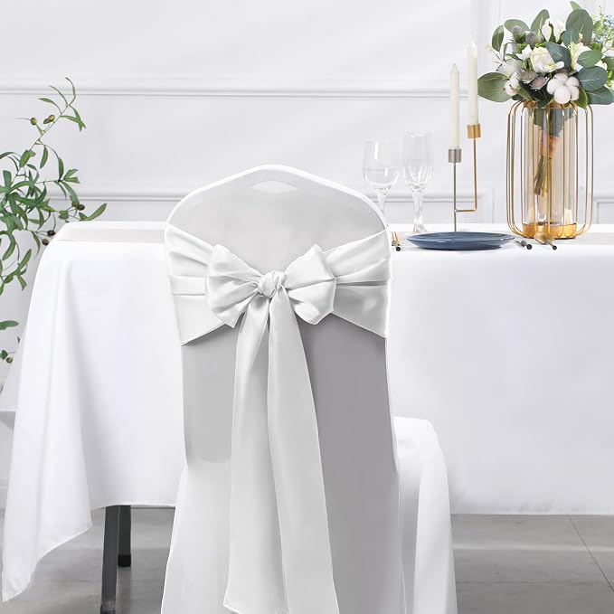 SiinvdaBZX 24 Pcs White Satin Table Runner 12 x 108 inches Long | Bright Smooth - Image 7