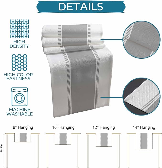 Grey Table Runners 90 inches Long, Farmhouse Linen Stripes Table Runner Dresser - Image 7