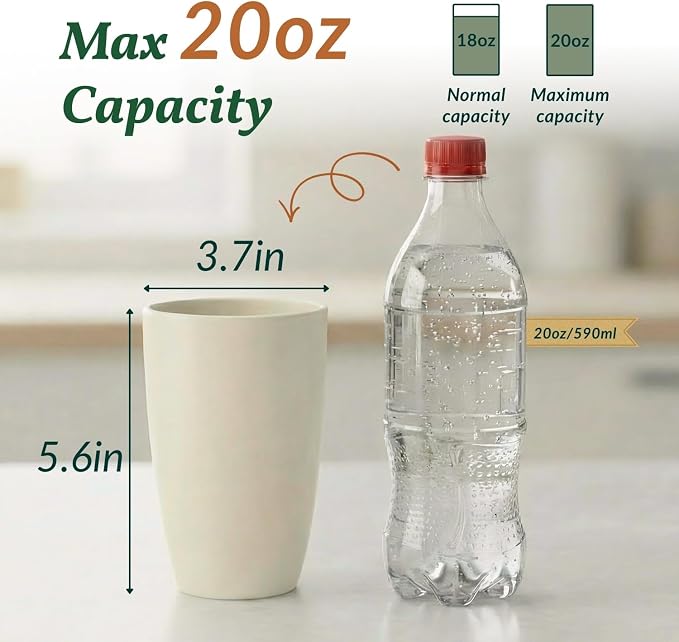 Homienly Unbreakable Plastic Cups Set Wheat Straw Cups 20 OZ Drinking Cups - Image 2