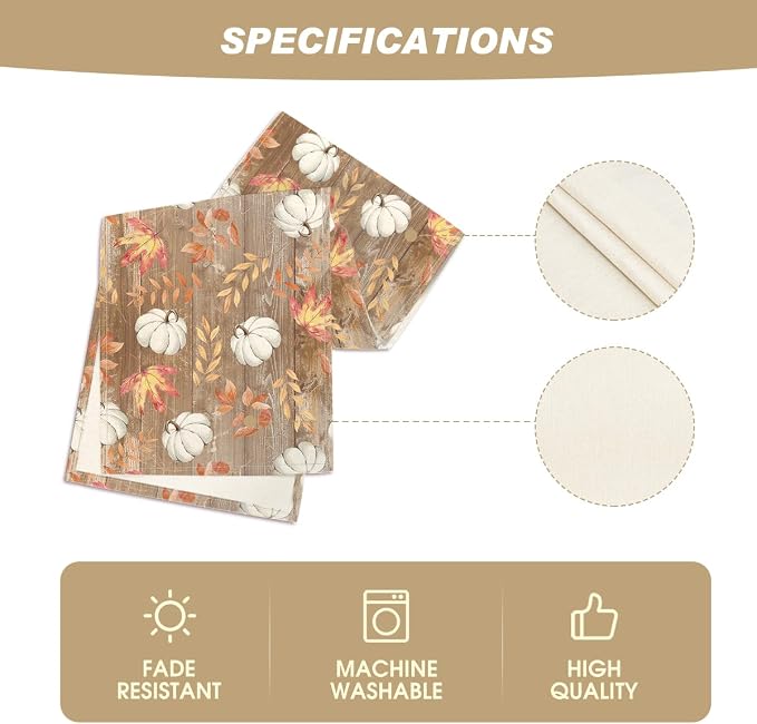 Artoid Mode 210 GSM Fall Table Runner 13x36 Inch Home Party Decor | Pumpkins - Image 5