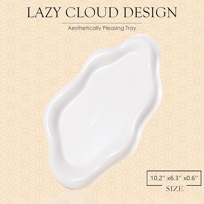 CCINPPY Ceramic Cloud Jewelry Tray Trinket Dish Key Bowl Nightstand Decor | - Image 2