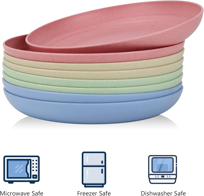 Unbreakable Deep Dinner Plates Wheat Straw Plates Sets Microwave and Dishwasher - Image 3