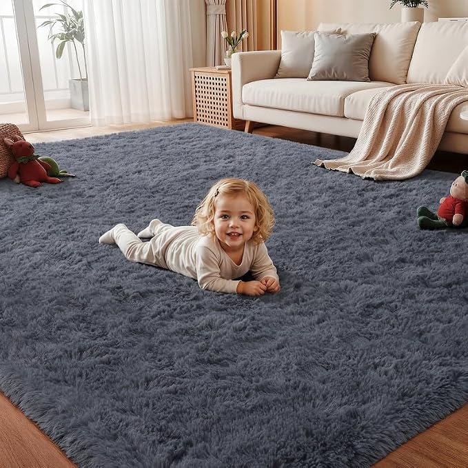 Area Rug for Living Room Bedroom: 4x6 Soft Fluffy Shag Rugs Upgrade Non-Slip by EXPEDIX