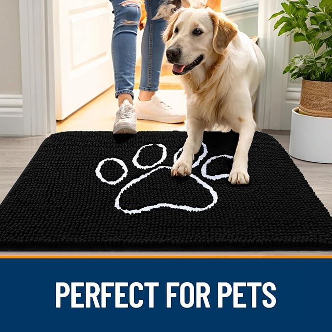 OLANLY Dog Door Mat for Muddy Paws 54x32, Paw Print Design, Absorbs Moisture - Image 6