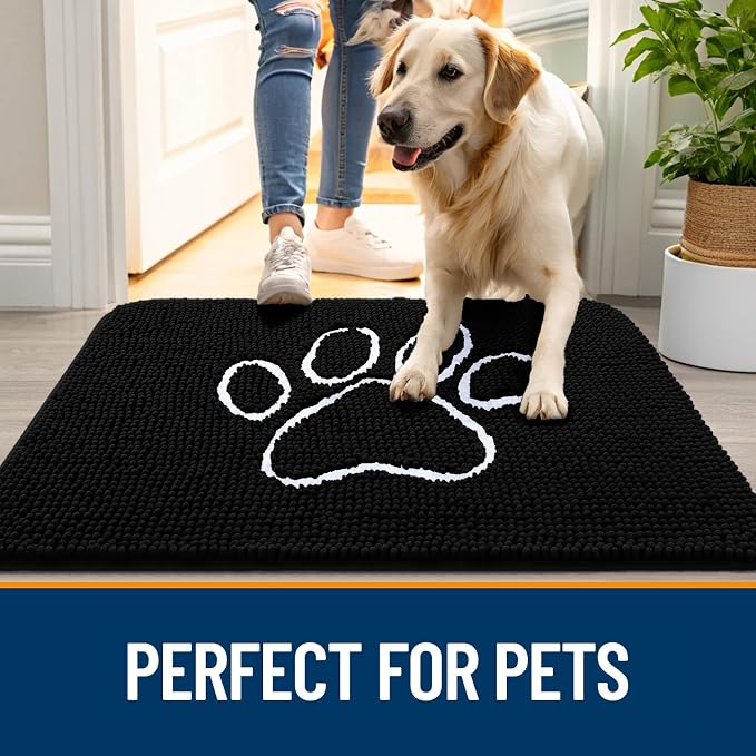 OLANLY Dog Door Mat for Muddy Paws 59x32, Paw Print Design, Absorbs Moisture - Image 6