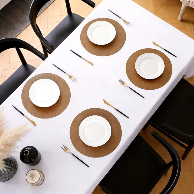 MOSAYT 13 Inch Round Vinyl Placemats Set of 4 - Image 5
