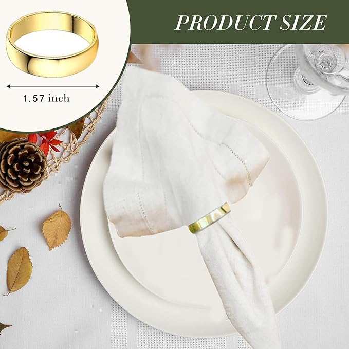 Gold Napkin Rings-40 Pcs Stainless Steel Napkin Rings | Metal Napkin Ring - Image 2