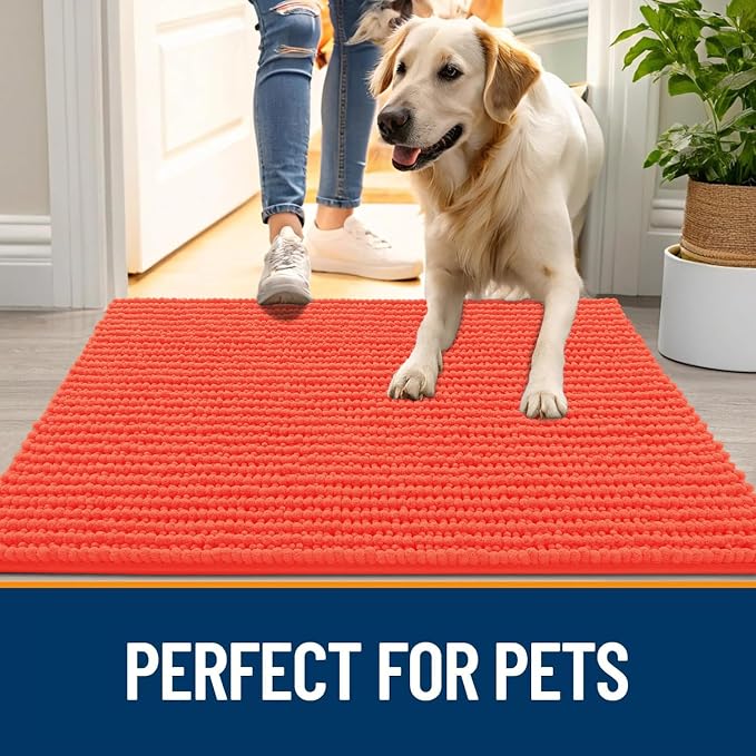 OLANLY Dog Door Mat for Muddy Paws 40x32, Ultra Absorbent Chenille Mud Doormat - Image 6