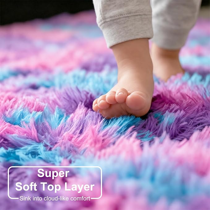 Amdrebio Hot Pink Rainbow Area Rug - Image 4