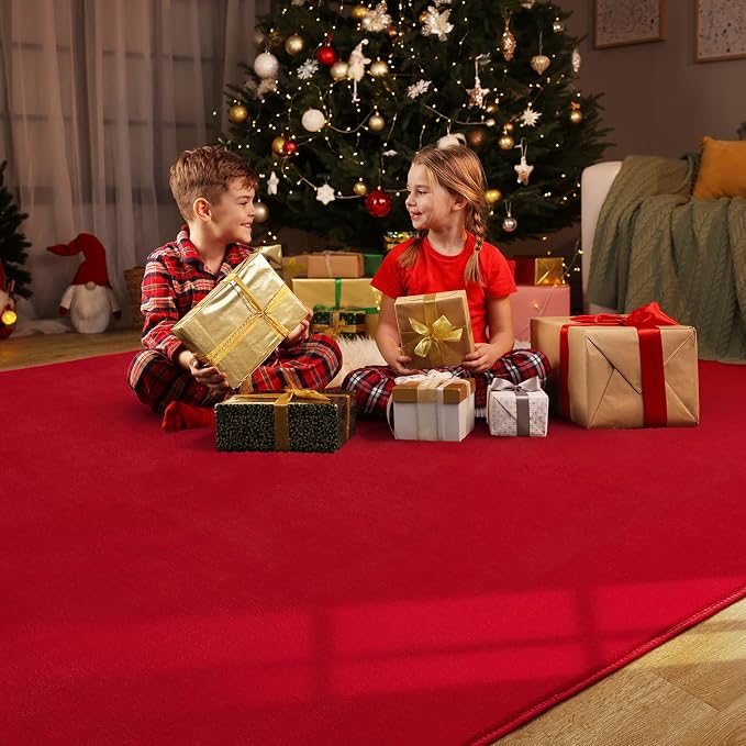Amearea 5x5 Square Area Rugs for Bedroom Living Room, Modern Red Thickened - Image 9
