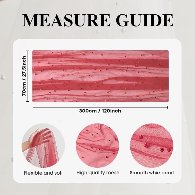 Artoid Mode 6PCS Pearl Red Gauze Table Runner 120 Inch 10FT, Seasonal Sheer - Image 6