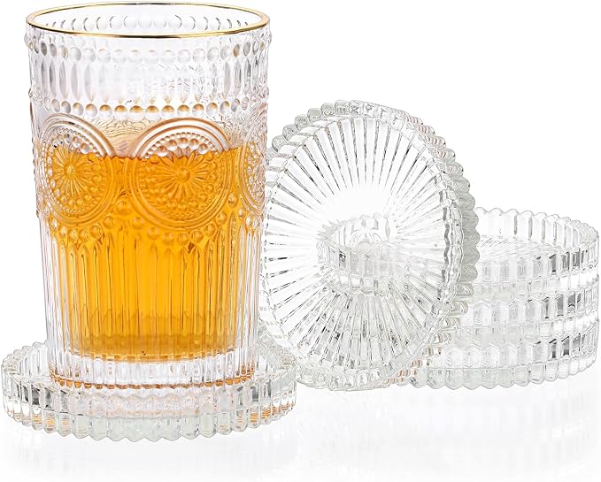 Modern Clear Coaster Set of 5- Glass Coasters by Unknown
