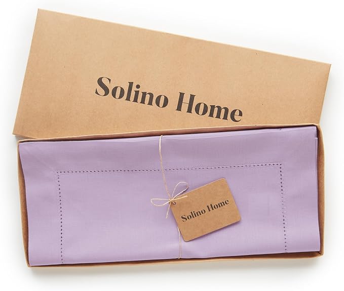 Solino Home Cotton Linen Dining Table Runner Lavender Woven, 14 x 108 in | - Image 4