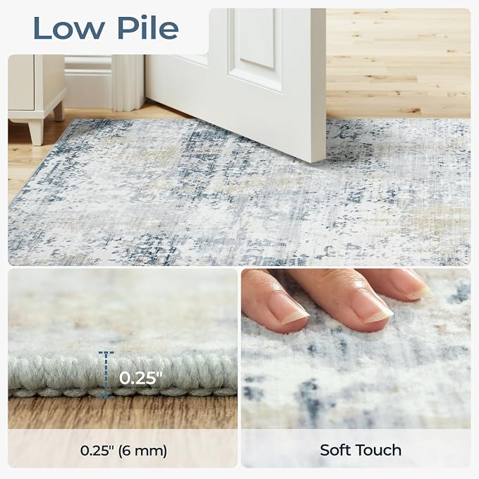 9x12 Abstract Rugs for Living Room, Non-Slip Machine Washable Carpet, Bedroom - Image 3