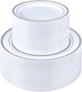 BESTSTAR 200PCS Silver Plastic Plates Set | 100 10.25 inch Dinner Plates and by BESTSTAR