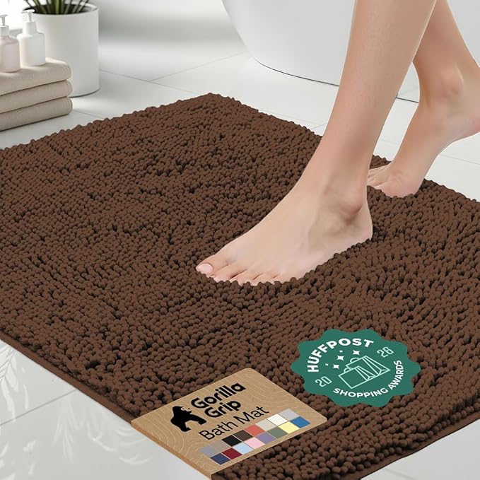 GORILLA GRIP Bath Rug Mat 48x17, Thick Soft Absorbent Chenille, Quick Dry by Unknown