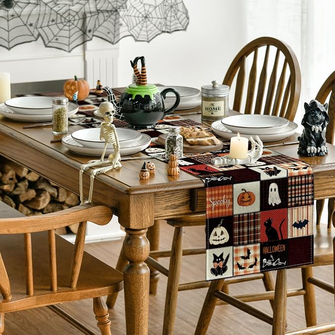 Artoid Mode 210 GSM Halloween Table Runner 13x36 Inch Home Party Decor | Black - Image 4
