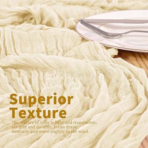 4 Pack Ivory Table Runner 17 x 108inch Cheesecloth Table Runner Boho Gauze - Image 2
