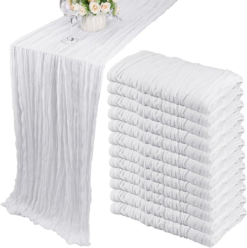 12 Pack 10Ft Cheesecloth Table Runner 35x120 Inch Boho Gauze Table Runner by Fivenl