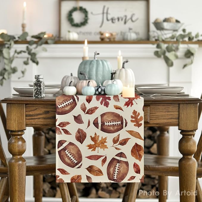 Artoid Mode 210 GSM Fall Table Runner 13x90 Inch Home Party Decor | Rugby Maple - Image 2
