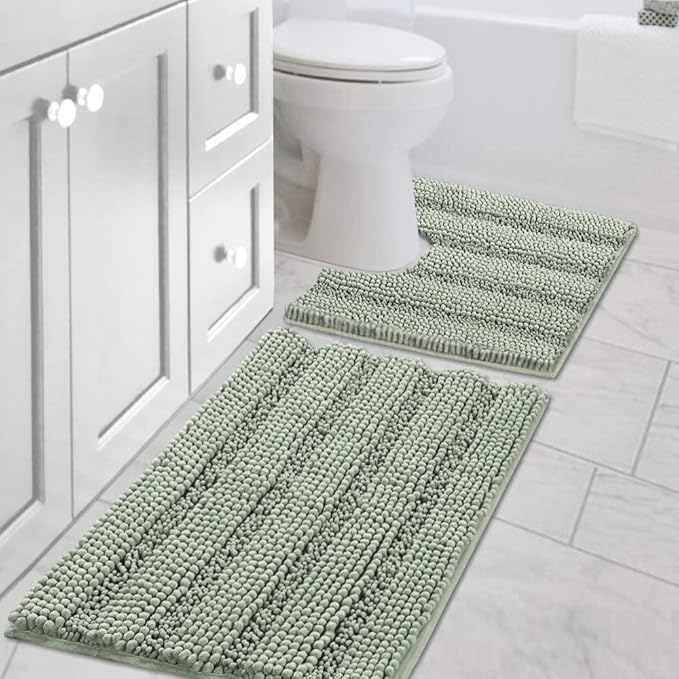 H.VERSAILTEX Bathroom Rugs Bath Rug Set 2 Piece Bathroom Contour Rug Toilet Mat by HVERSAILTEX