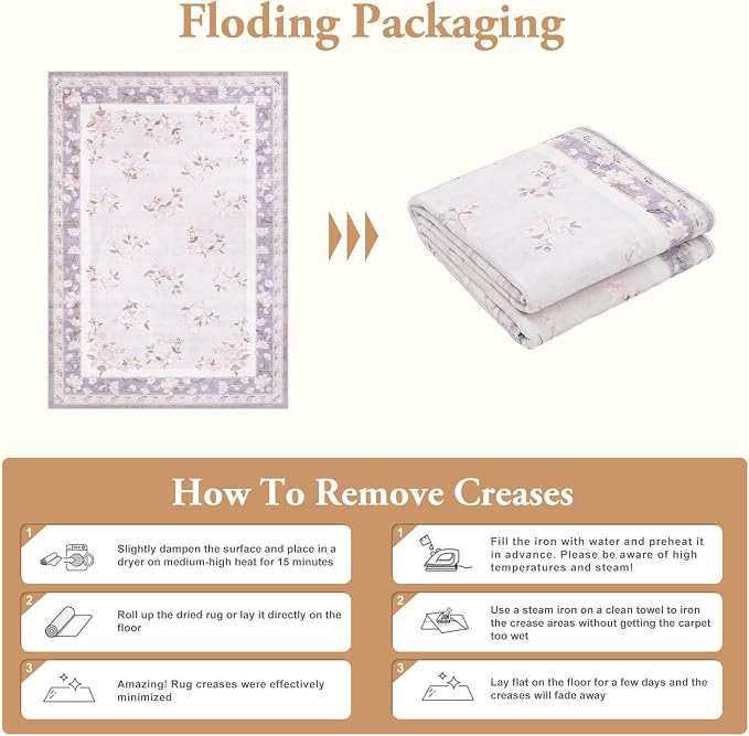 LIVEBOX Washable Lavender Bathroom Rugs Runner 2x6, Floral Hallway Rug Runner - Image 8