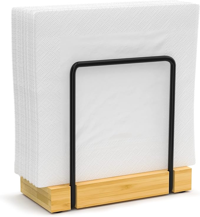 Wican Napkin Holder for Table, Bamboo Iron Standing Napkin Dispenser | Kitchen by Wican