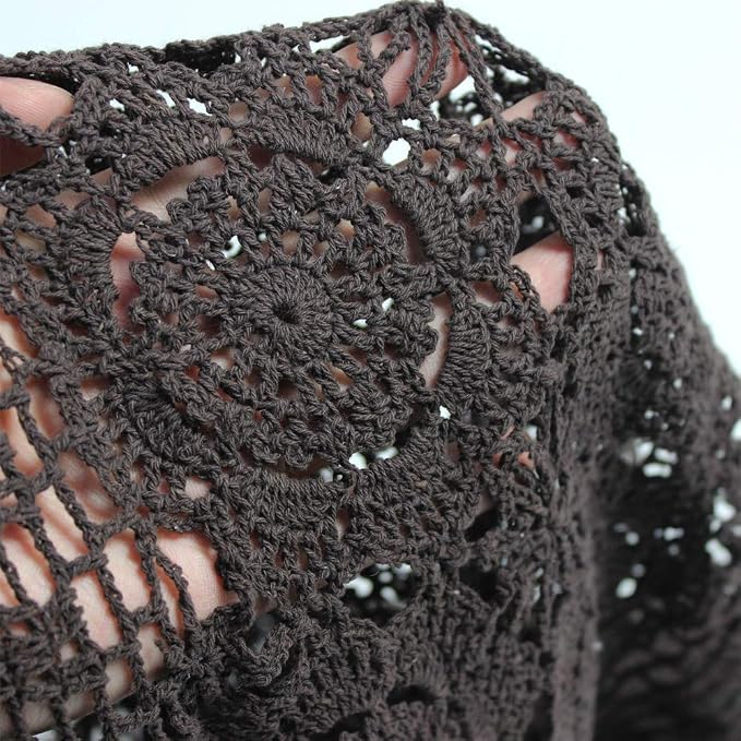 Cotton Handmade Crochet Lace Table Runner Dark Brown12x48 Inch | Oval - Image 4