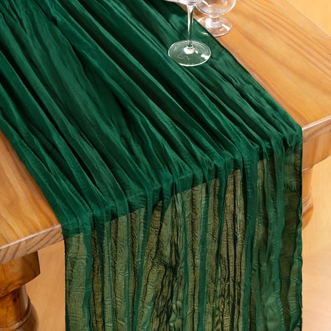 DeZerlor Emerald Green Cheesecloth Table Runners 6 Pack Christmas Runners | - Image 2