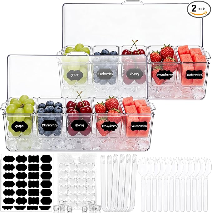 Ice Chilled Condiment Server Caddy, Toppings Bar Container by YEXEXINM
