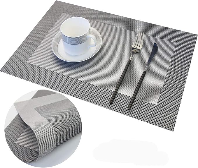 PIGCHCY Modern Elegant Placemats Set of 6 and Table Runner Washable Vinyl - Image 6