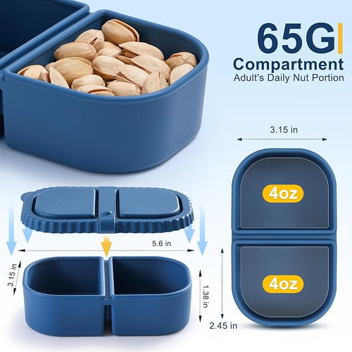 3 Pack Silicone Reusable Snack Containers - 8 oz Double Compartment Snackle Box - Image 2