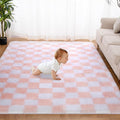 Super Soft Rug for Bedroom, 5x7 Ft Pink and White Area Rug Classic Checkered by TOOHUB