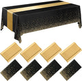 8 Pack New Year Black and Gold Disposable Plastic Tablecloths and Satin Table by Breling