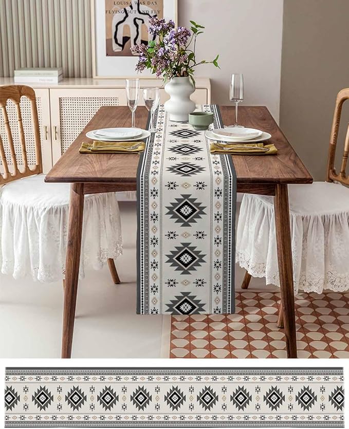 Boho Table Runners 36 Inches Long, Abstract Southwestern Kitchen Dining Tables - Image 6