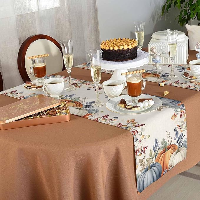 Fall Thanksgiving Table Runners 60 Inches Long, Cotton Linen Fabric Autumn - Image 5