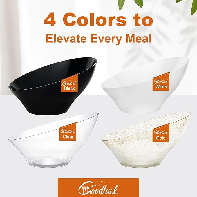 12 Pack Gold Glitter Plastic Serving Bowls - Image 6