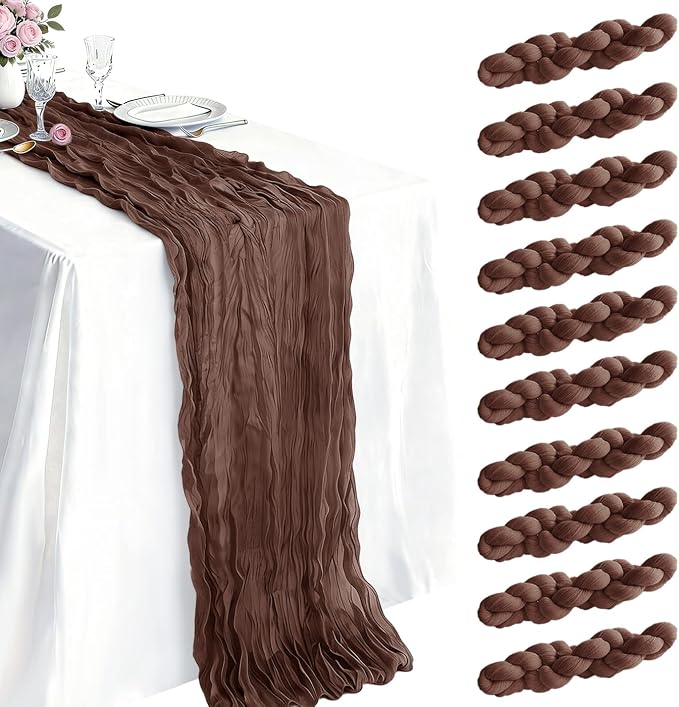 10 Pack Nude Brown Cheesecloth Table Runner 21 x 120 Inch Boho Gauze Sheer by Unknown
