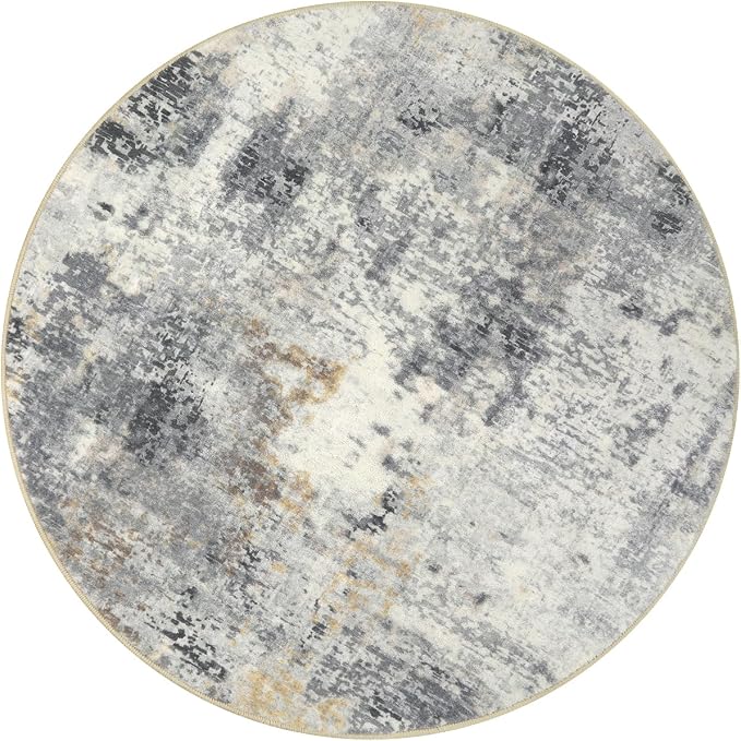 Lahome Modern Abstract Round Rug - 3Ft Small Washable Kitchen Round Area Rug - Image 8