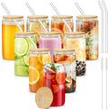 sungwoo 10PCS Glass Cups with Bamboo Lids and Straws, 16OZ Ice Coffee Cup by sungwoo