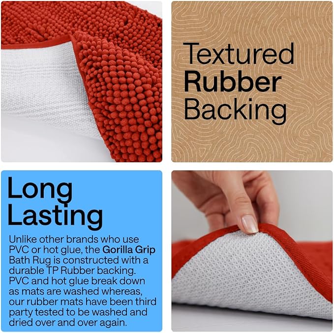 GORILLA GRIP Bath Rug Mat 44x26, Soft Absorbent Chenille, Quick Dry Microfiber - Image 3