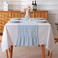 Light Blue White Plaid Gingham Ruffle Table Runner 72 inches Long 100% Washed by KMASANIJI