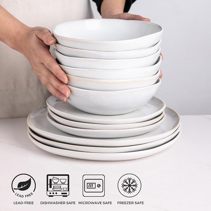 AmorArc Ceramic Cereal Bowls Set of 6, 24 oz Handmade Stoneware Bowls Set - Image 7