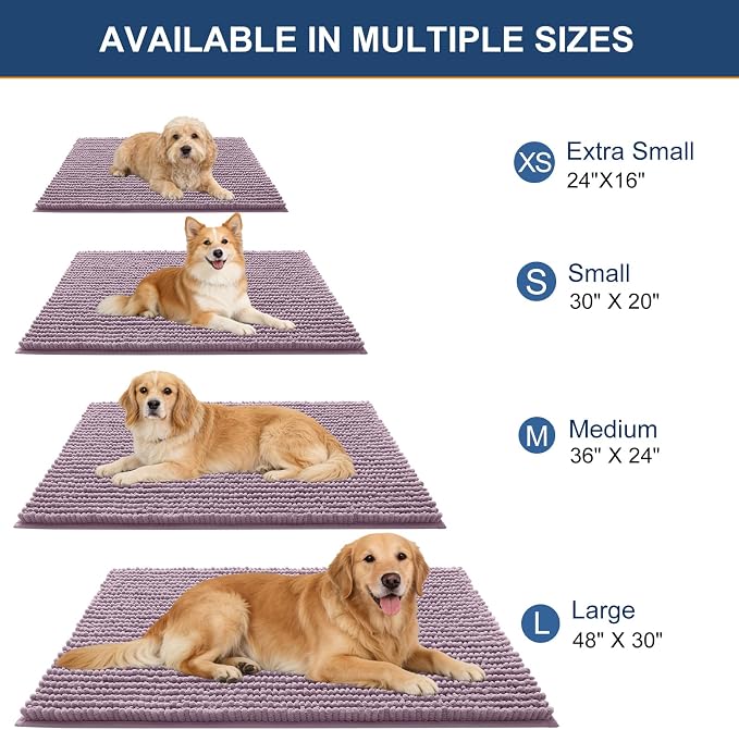 OLANLY Dog Door Mat for Muddy Paws 36x24, Ultra Absorbent Chenille Mud Doormat - Image 2