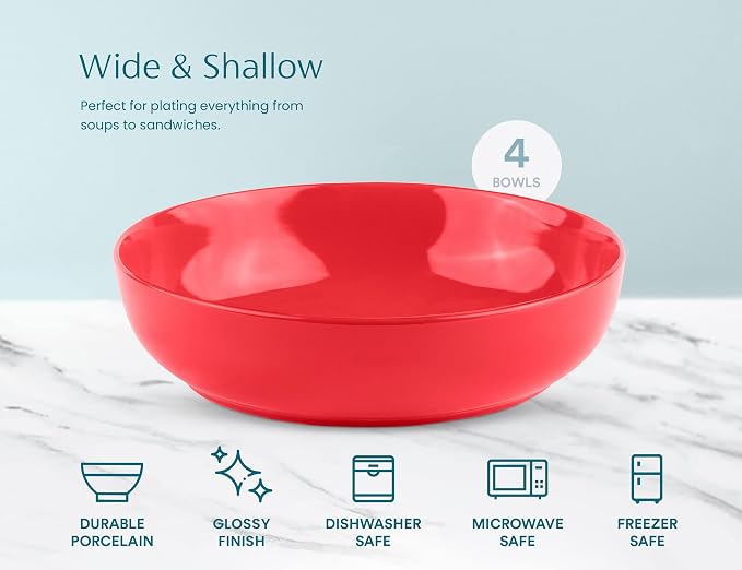 KooK Pasta Bowl, Salad Bowls, Serving Bowls, Large Capacity, Microwave & - Image 4
