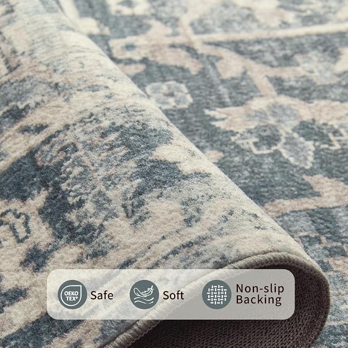 Rugxara 2'6''x8' Runner Rug, Washable Kitchen Rugs, Non Slip Low Pile Area Rug - Image 4