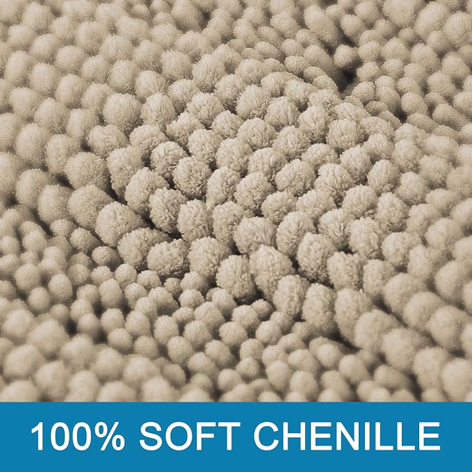 H.VERSAILTEX Bath Mats for Bathroom Non Slip Thick Chenille Striped Bath Rug - Image 3