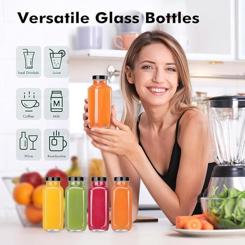 3 Pack 8 oz/250mL Glass Juice Bottles - Image 2